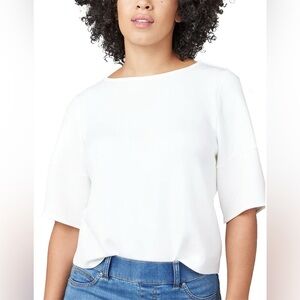 NWT Spanx Ivory Air Luxe Essentials Puff Sleeve Top Pullover Crewneck